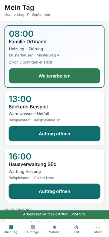 Monteur-App am Handy: Mein Tag mit den Einsätzen und Adressen
